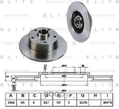 Диск тормозной для Audi A4/задний/BS0145/BLITZ
